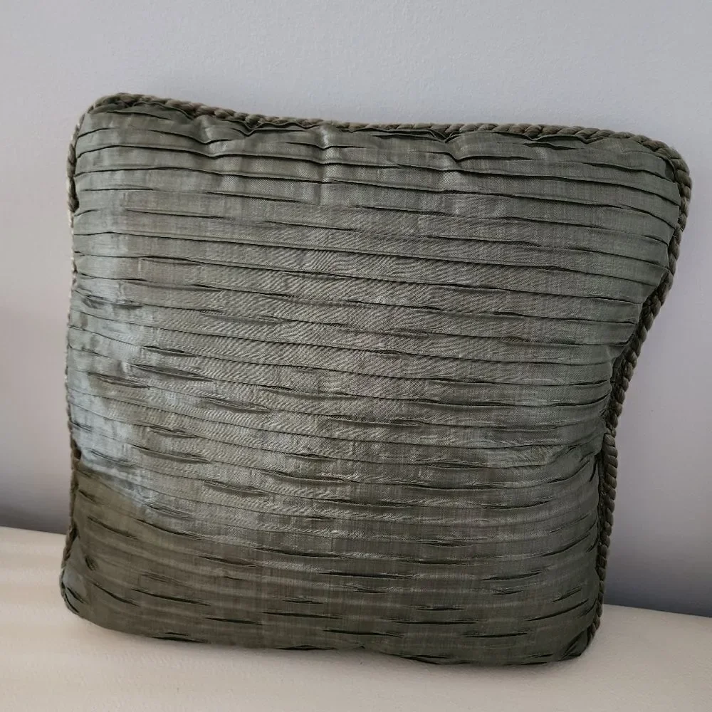 Vintage Throw Pillow 17x17 1960's Mid Century Textured Green